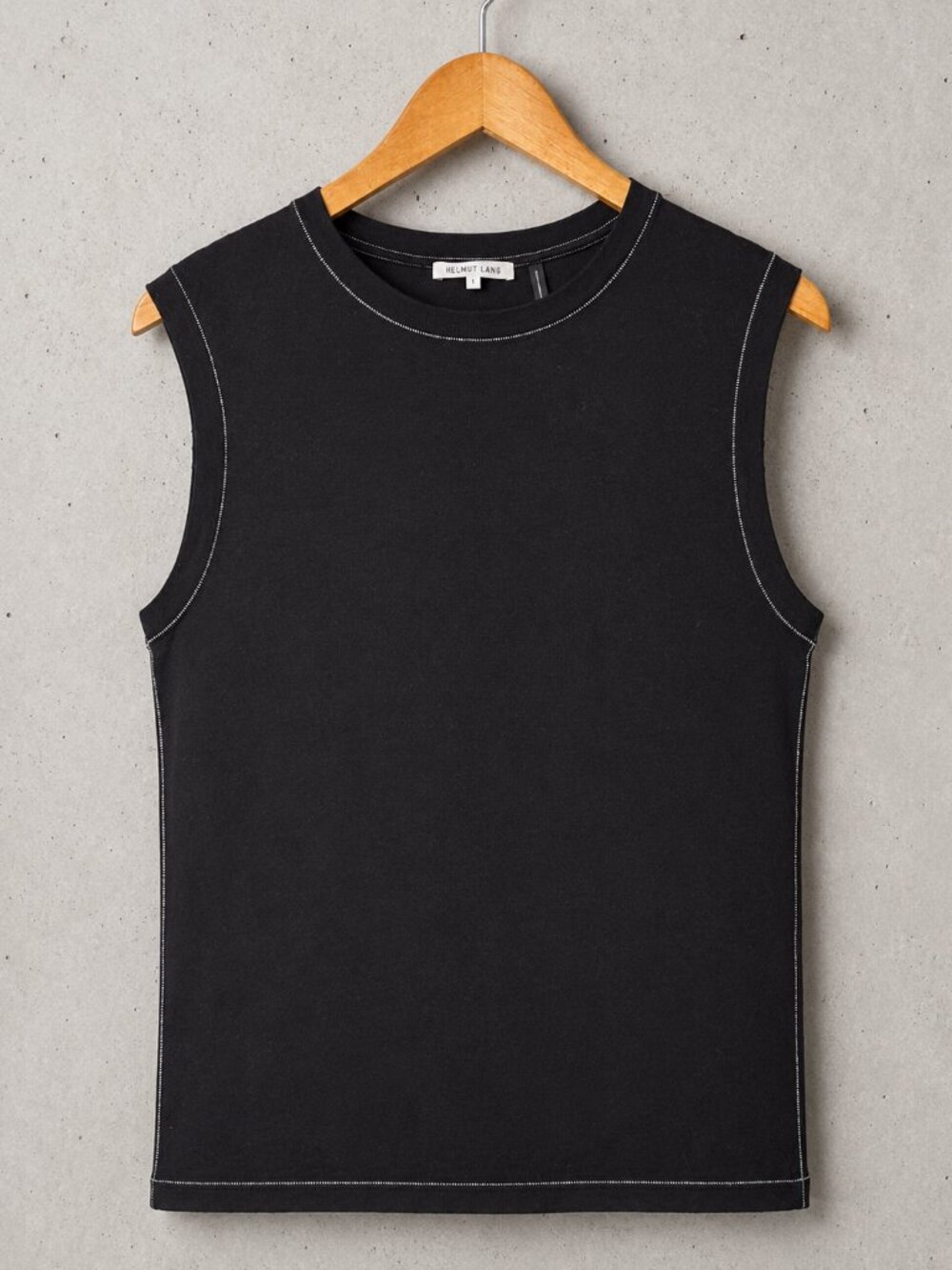 Helmut Lang Black Sleeveless Top Tank Large Distressed